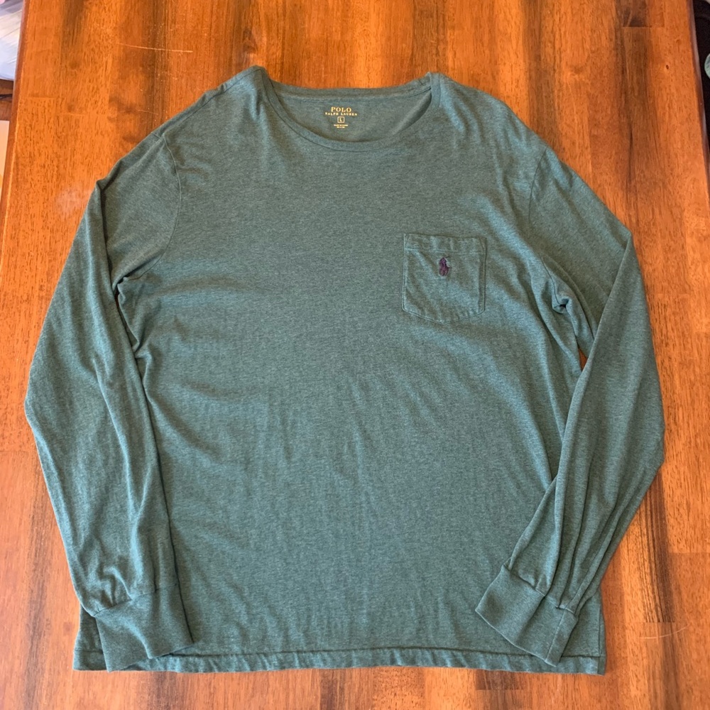 Polo Ralph Lauren Shirt Men’s Large Forest Green Long Sleeve Tee Casual soft